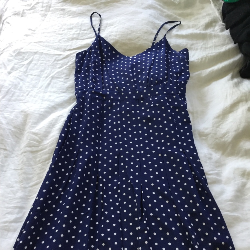 Jcrew spaghetti strap dress in polka dot